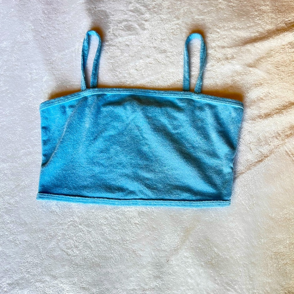 (s) Blue Cropped Tank Top